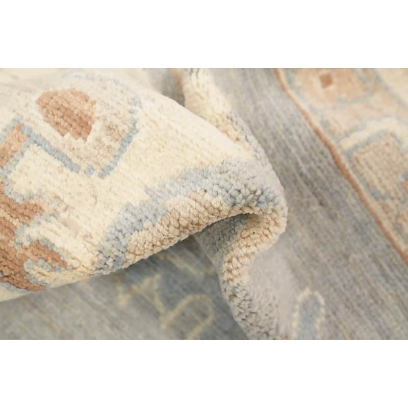 Hand Knotted Oriental 100% Wool Carpet Transitional All-Over Greys & Charcoal Oushak Area Rug - 11' 10'' X 9' 0''
