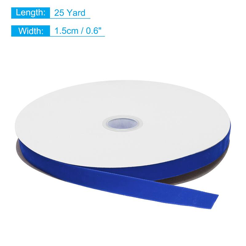 Velvet Ribbon 1 1/2 Inch Single Face Spool Silky for DIY Crafts - Deep Blue - 5/8 Inch x 25 Yard