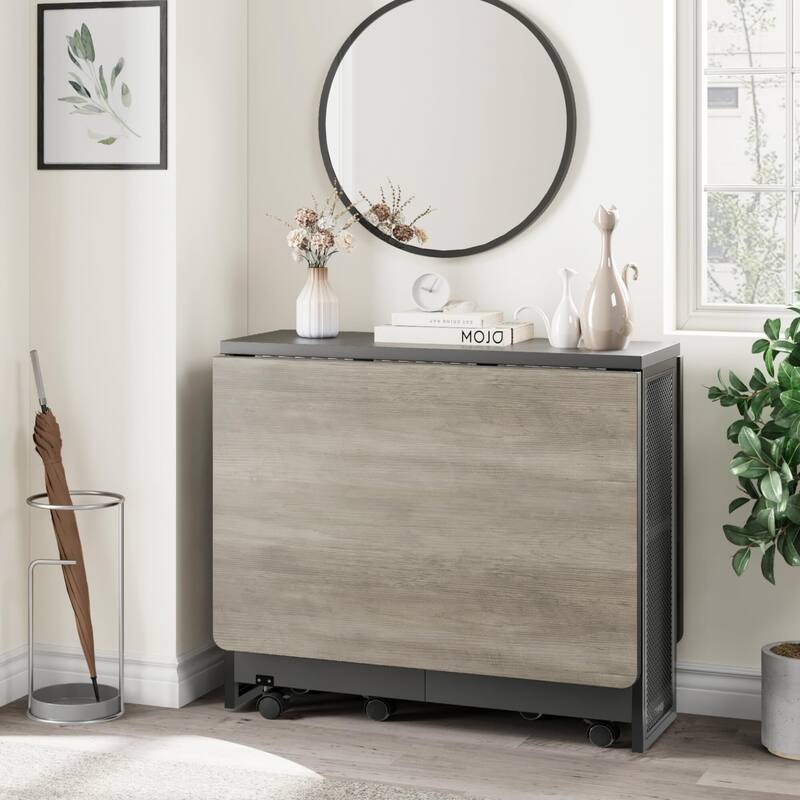 Folding Dining Table with 2 Tier Storage