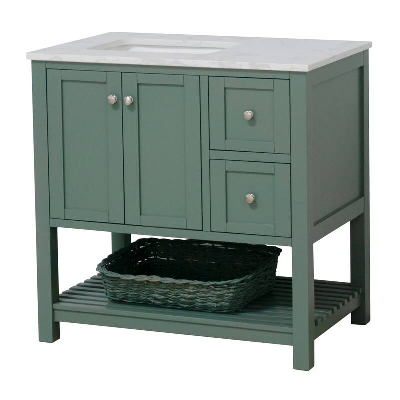 KitchenBathCollection Lakeshore 36" Bathroom Vanity with Engineered Carrara Top