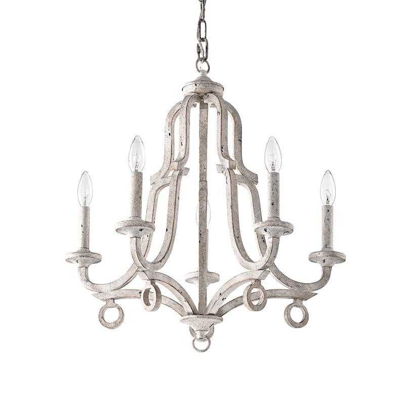 Antique White 5-Light Farmhouse Distressed Chandelier