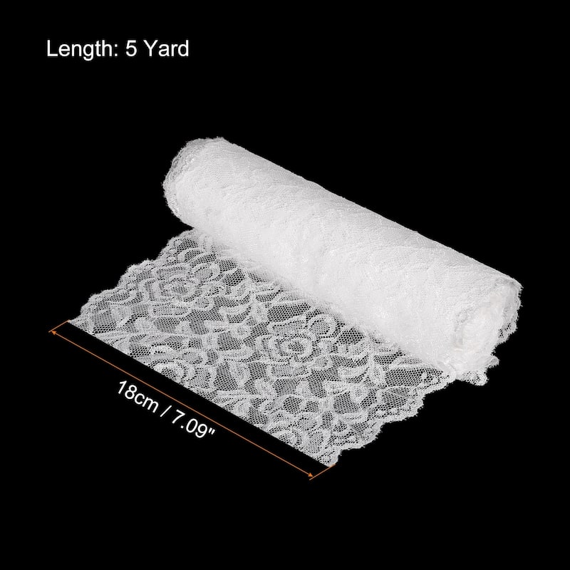 7 Inch Wide 5 Yard Lace Ribbon Floral Pattern Lace Trim Ribbon - Light White