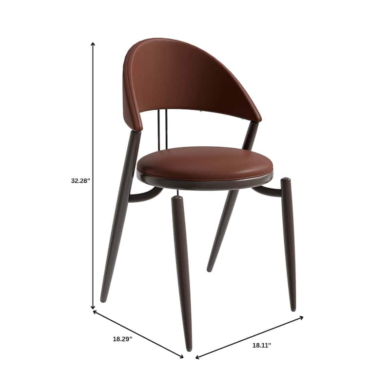 Venice Upholstered Leather Dining Chair (Set of 4) Open Back Accent Side Chair with Iron Legs