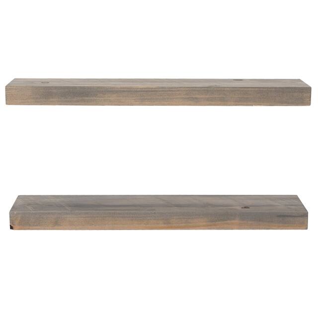 Rustic Wooden Floating Wall Shelves (Set of 2) - 36" x 5.5" - Grey
