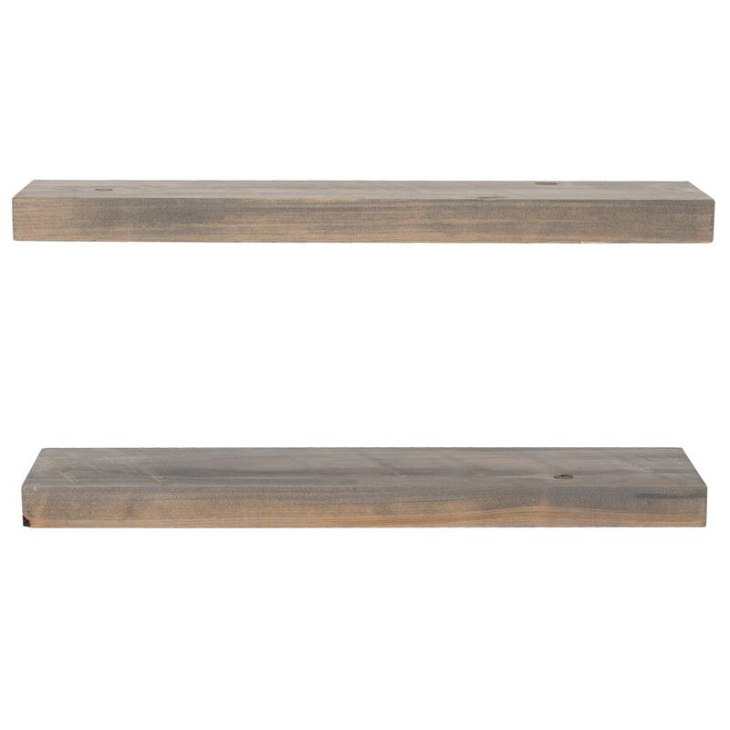 Rustic Wooden Floating Wall Shelves (Set of 2) - 24" x 5.5" - Grey