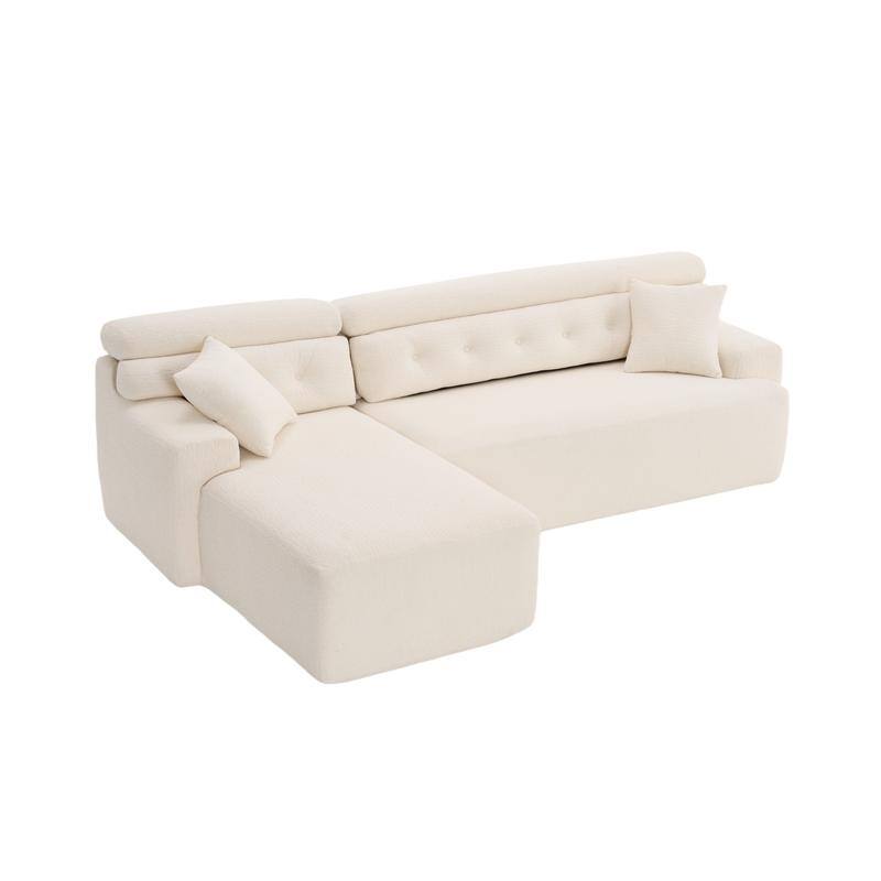 Convertible Chaise Sectional Sofa, Full Compression Sponge L-Shape