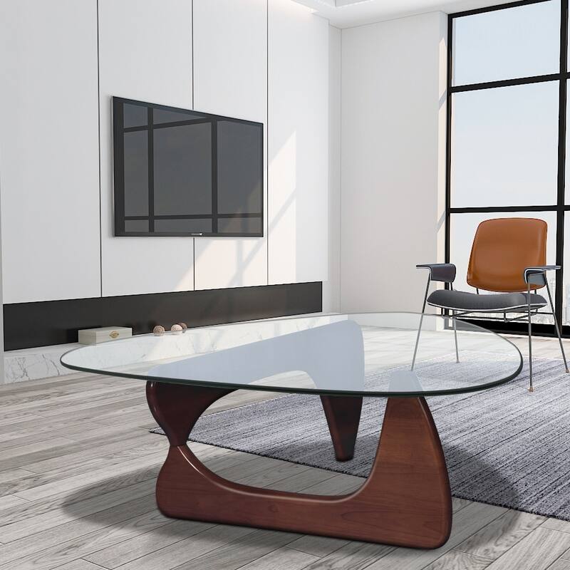 Modern Solid wood/Tempered glass coffee table