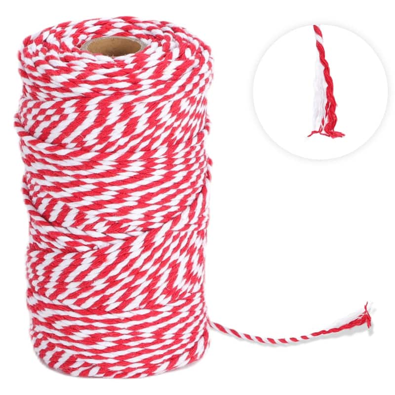 VECELO Red Garden Twine Strong Hemp Rope for Gardening Plant Tie Floristry Crafts Gift Wrapping Packing Decor