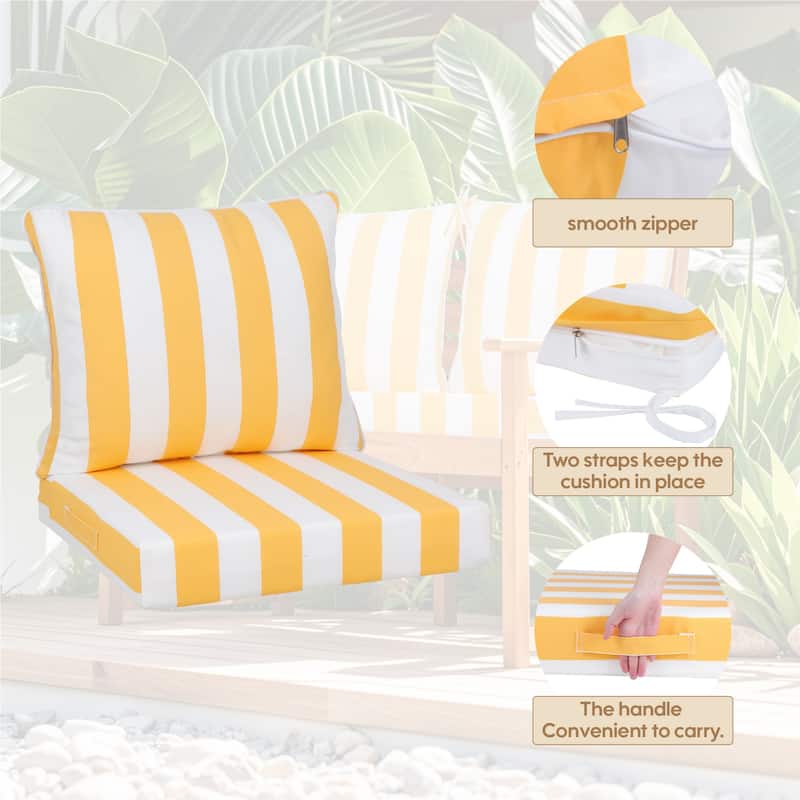 GDFStudio Marie Outdoor 24x24 Inch Seat Cushion Set with Removable Covers (set of 2) - 24" x 24"