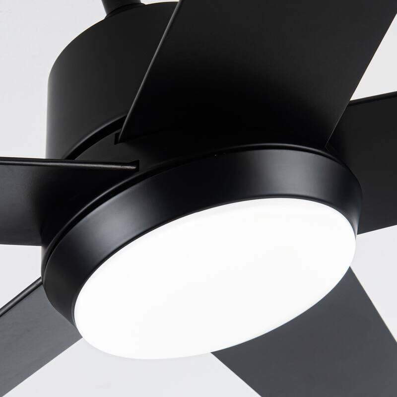 52-inch Modern Black Plywood Integrated LED Ceiling Fan with Light and Remote