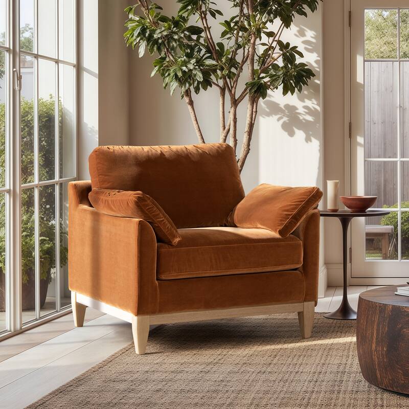 Pasadena 36" Wide Modern Farmhouse Velvet Accent Arm Chair