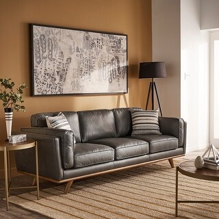 Gianella Grey Oxford All Leather Sofa by iNSPIRE Q Modern