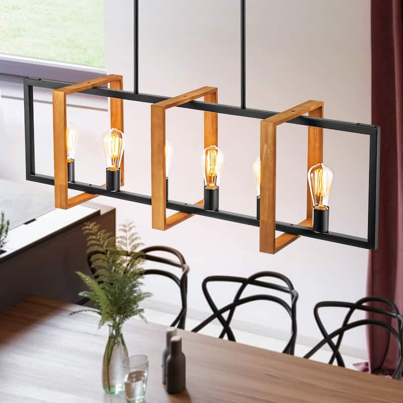 Black or Gold Farmhouse Rustic Kitchen Island Pendant Chandelier for Dining Room