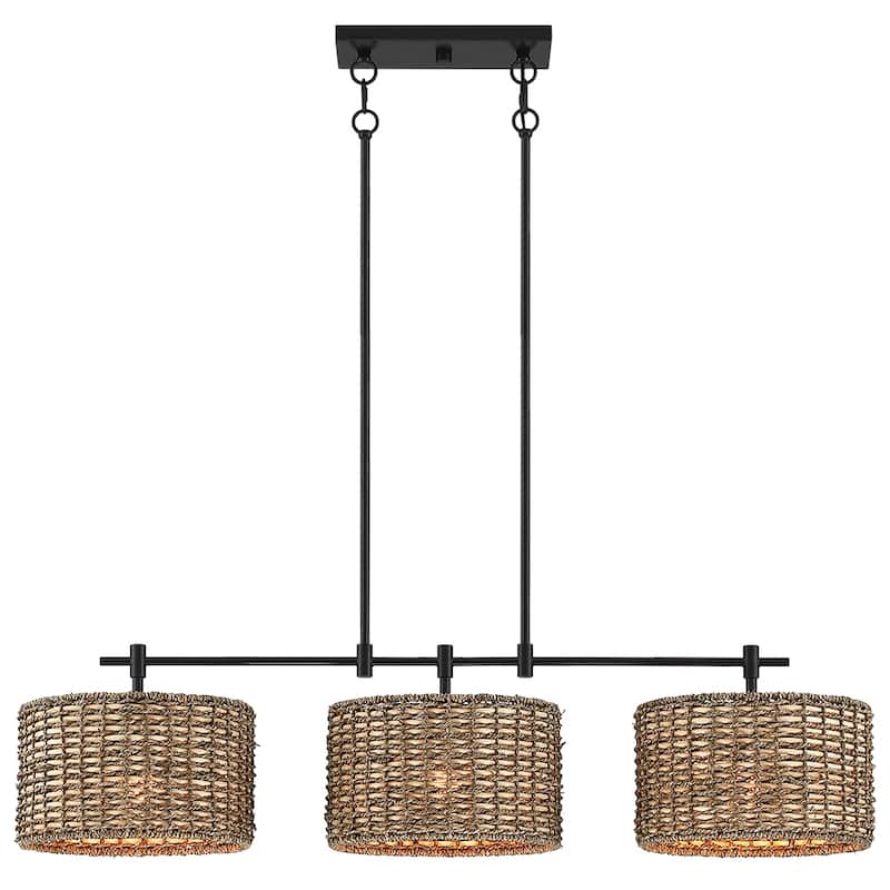 Sedgy 3-Light Black Farmhouse Kitchen Island Light Linear Chandelier - 41"W