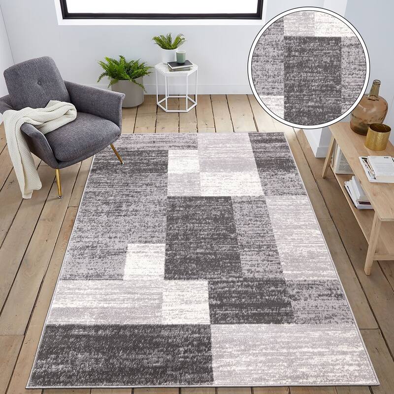 World Rug Gallery Modern Geometric Boxes Area Rug