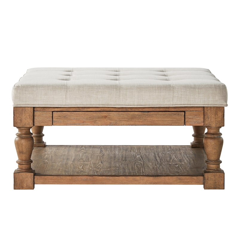 Lennon Baluster Storage Tufted Ottoman Table by iNSPIRE Q Artisan