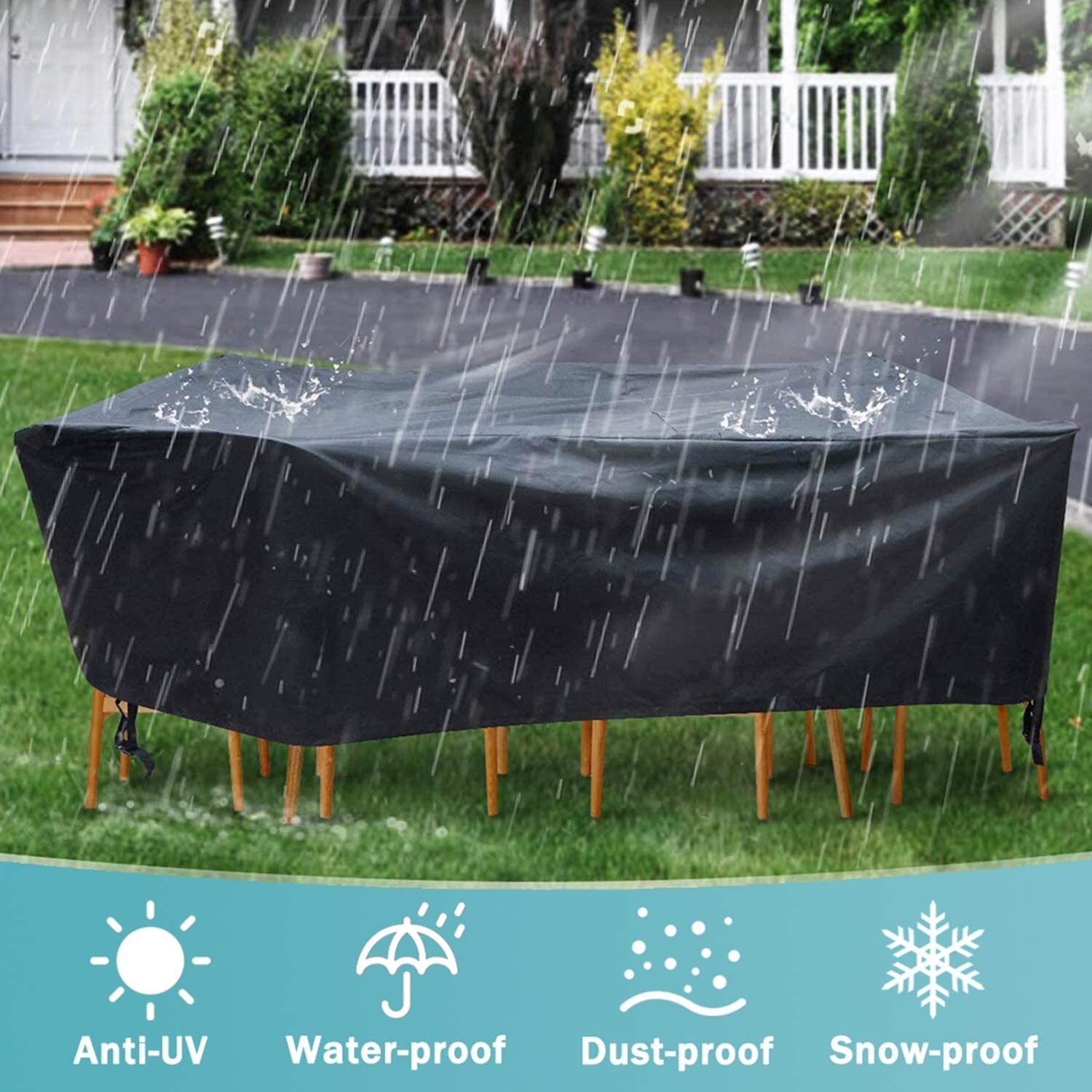 Waterproof Furniture Set Cover Garden Outdoor Sauqre Rectangle Table Snowproof 