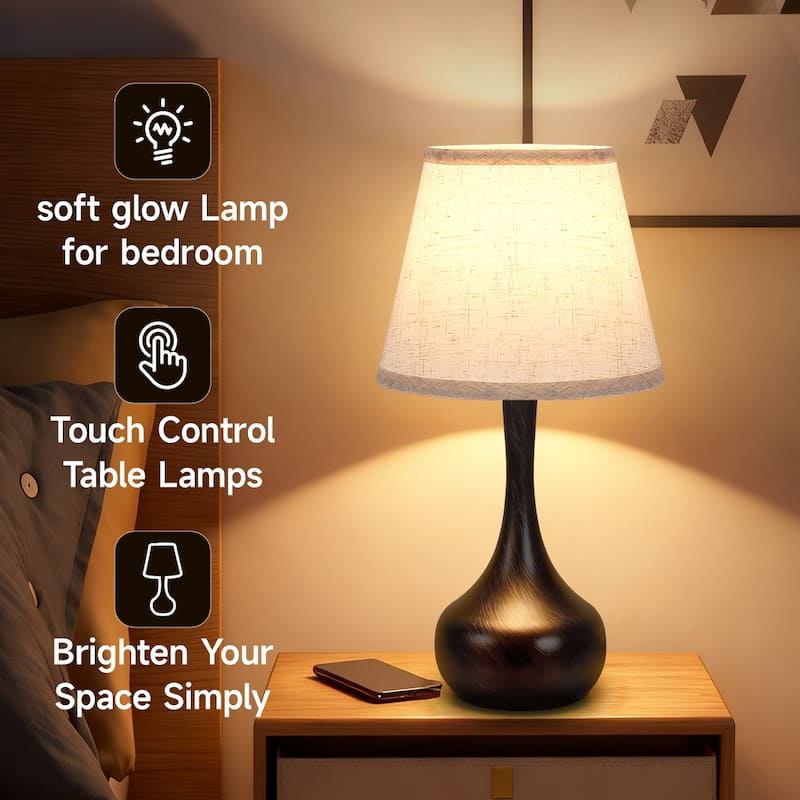 2-piece set of three level dimming small table lamp pink bedside lamp for children's rooms/living rooms (including LED bulbs)