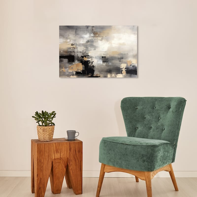 Wynwood Studio Canvas Abstract Industrial Showroom Gold and Metallic Gold Glam Wall Art Canvas Print - 24 x 16