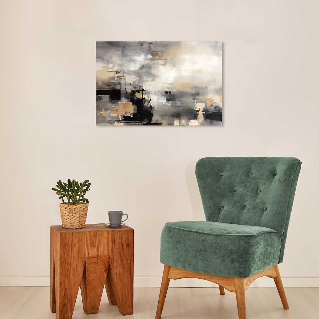 Wynwood Studio Canvas Abstract Industrial Showroom Gold and Metallic Gold Glam Wall Art Canvas Print