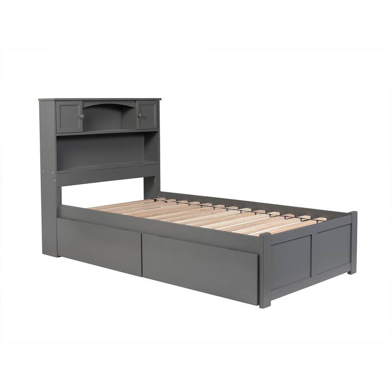 Platform Bed with Drawers - Low Profile Bed Frame & USB Charger - Modern Storage Bed