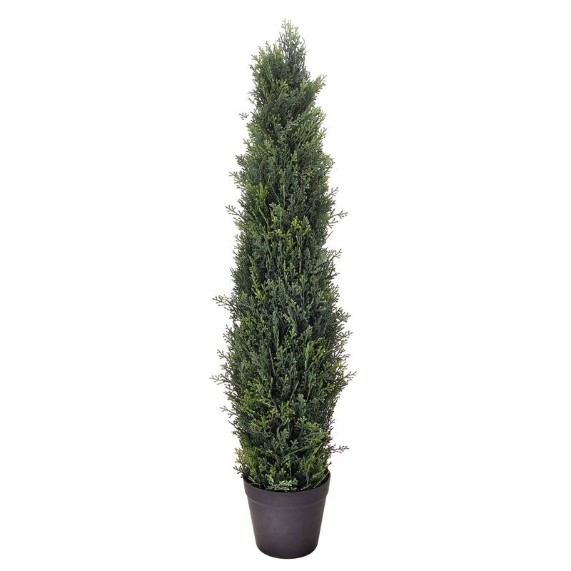 Potted Plastic Uv Treat Cypress Cone Topiary 36"