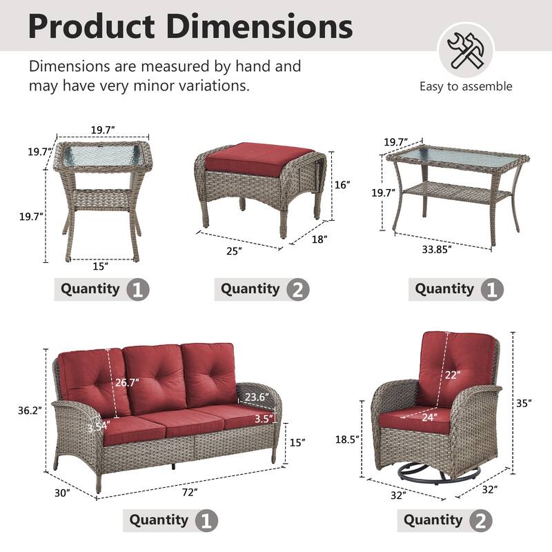 Gymojoy Outdoor Wicker Patio Furniture Sofa Chair Set Weather-Resistant