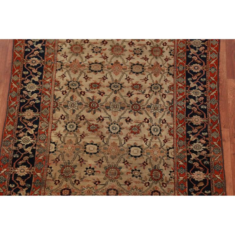 Pre-1900 Antique Vegetable Dye Sarouk Farahan Persian Handmade Carpet - 4'2"x 6'10"