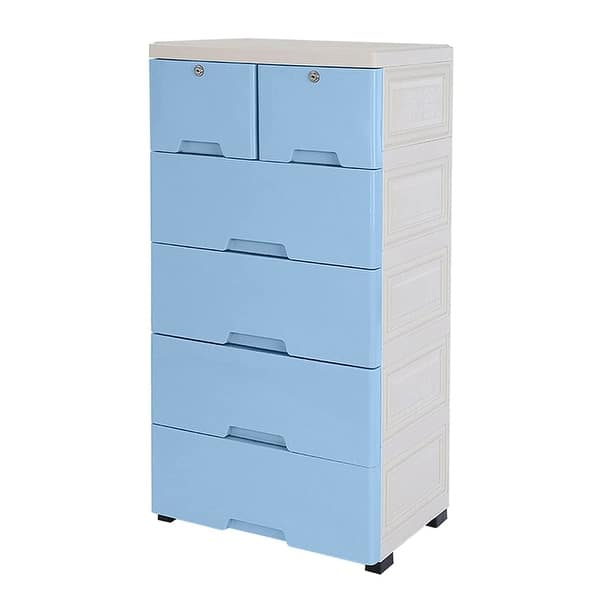 blue plastic dresser Drawer Dresser, 6 Drawer Locker with Key, Wheels Removable Fabric Storage Tower Wardrobe Drawer - as picture - Bed Bath & Beyond floral prom dress Primark Blue and white Size:38W / 2XL / 54 EUR but also accessories