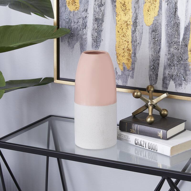 Ceramic Vase with Pink Top - Pink - Roche River Decor