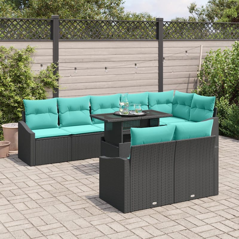 vidaXL 9 Piece Garden Sofa Set with Cushions - 113.6×48.6×27.2