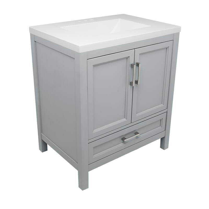 Nevado 37" Bathroom Vanity with Cultured Marble Vanity Top Sink in White with White Basin