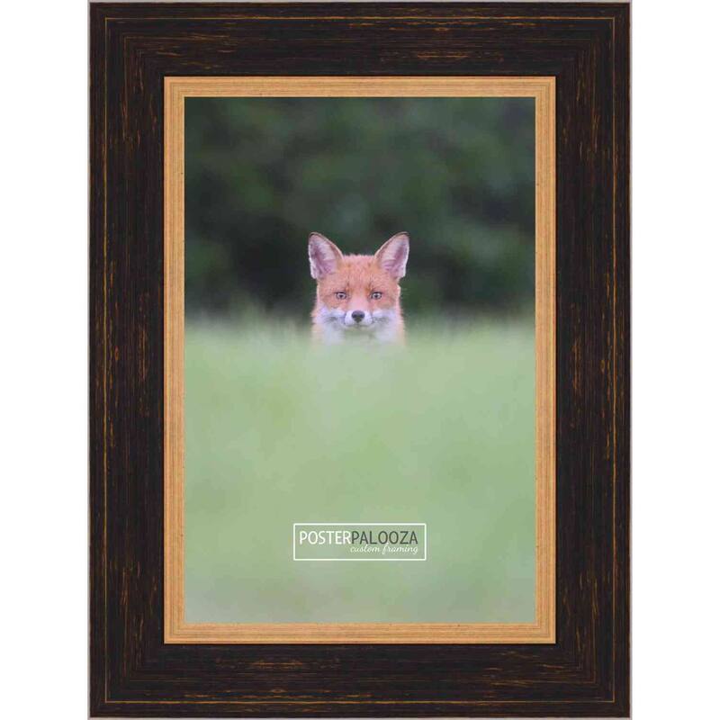 14x25 Traditional Black Complete Wood Picture Frame with UV Acrylic, Foam Board Backing, & Hardware - Black