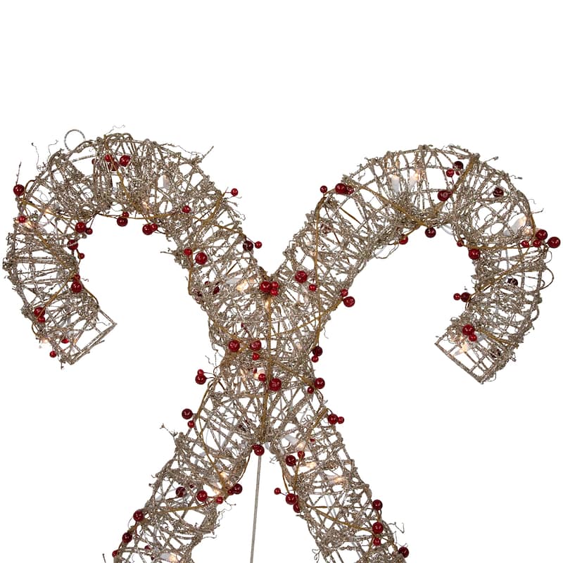 25 Champagne Gold Glittered Rattan Double Cy Cane or Window Decor