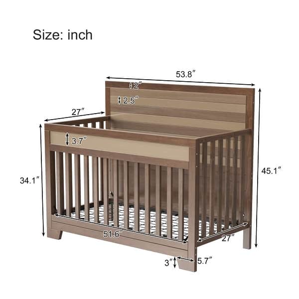 dimension image slide 1 of 2, Certified Baby Safe Crib, Pine Solid Wood, Non-Toxic Finish