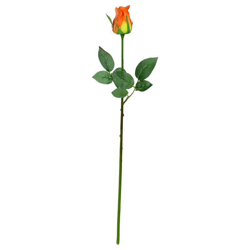 Two-Tone Rose Bud Artificial Floral Stem Spray - 23.5" - Orange and Yellow