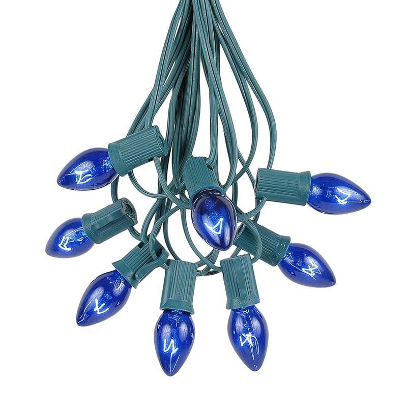 25 Foot C7 Twinkle Christmas Light Set, Hanging String Lights, Green Wire