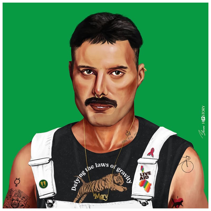 Empire Art Direct Hip Freddie Mercury Printed Tempered Glass Wall Art - Multi-Color
