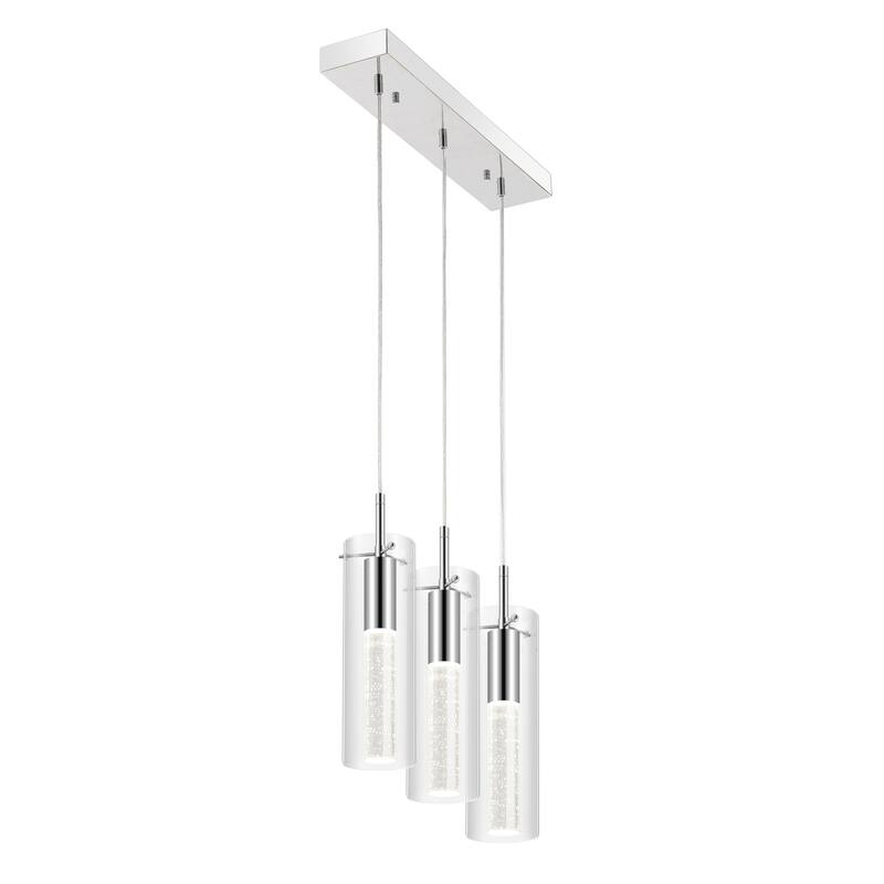 Zinnia Modern Style Iron/Crystal/Glass Integrated LED Linear Pendant, Chrome by JONATHAN Y