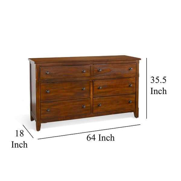 Odell Wide Dresser, 6 Drawers, Bronze, Rustic Dark Brown Solid Wood - Bed  Bath & Beyond - 42433357