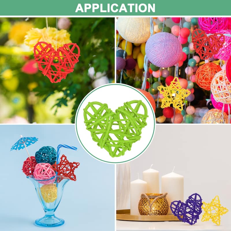 12-Pack Heart Wicker Rattan Balls 2.4 Inch for DIY