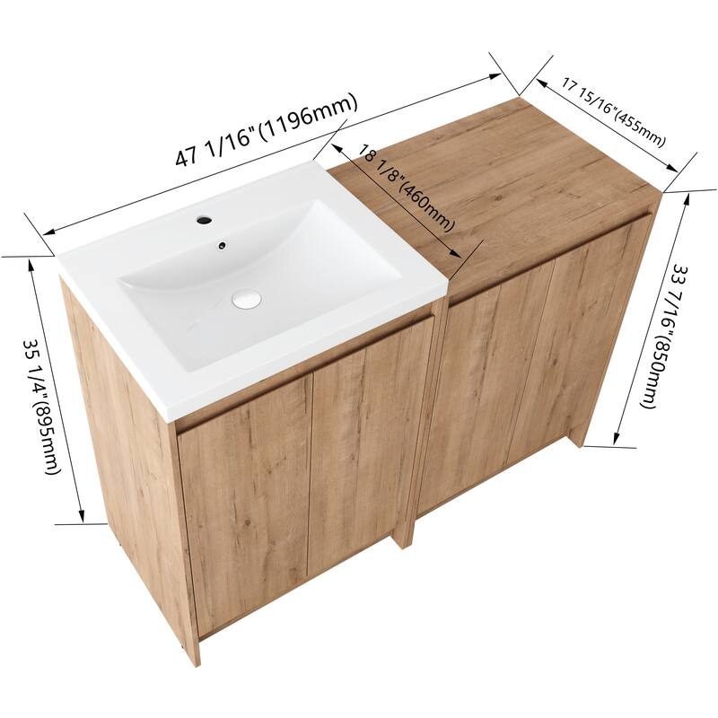 Beingnext 24''/36''/48''/60''/72'' Bathroom Vanity with Sink, Freestanding Bathroom Vanity with Doors And Adjustable Shelf