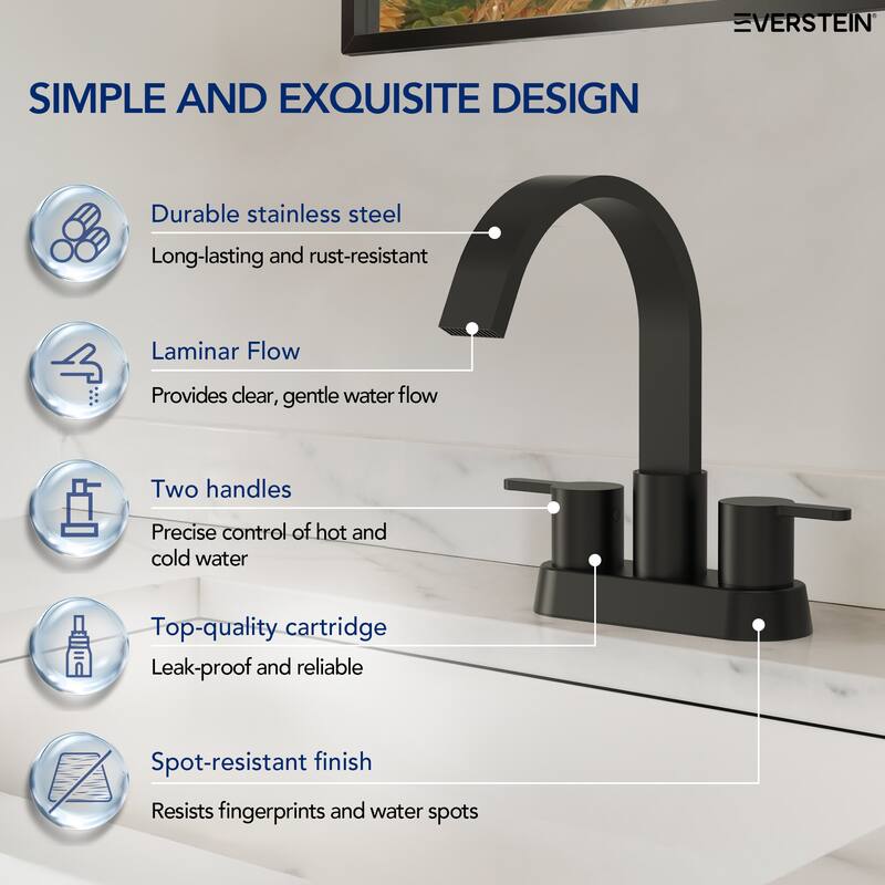 Double Handles 4 inche Centerset Bathroom Sink Faucet