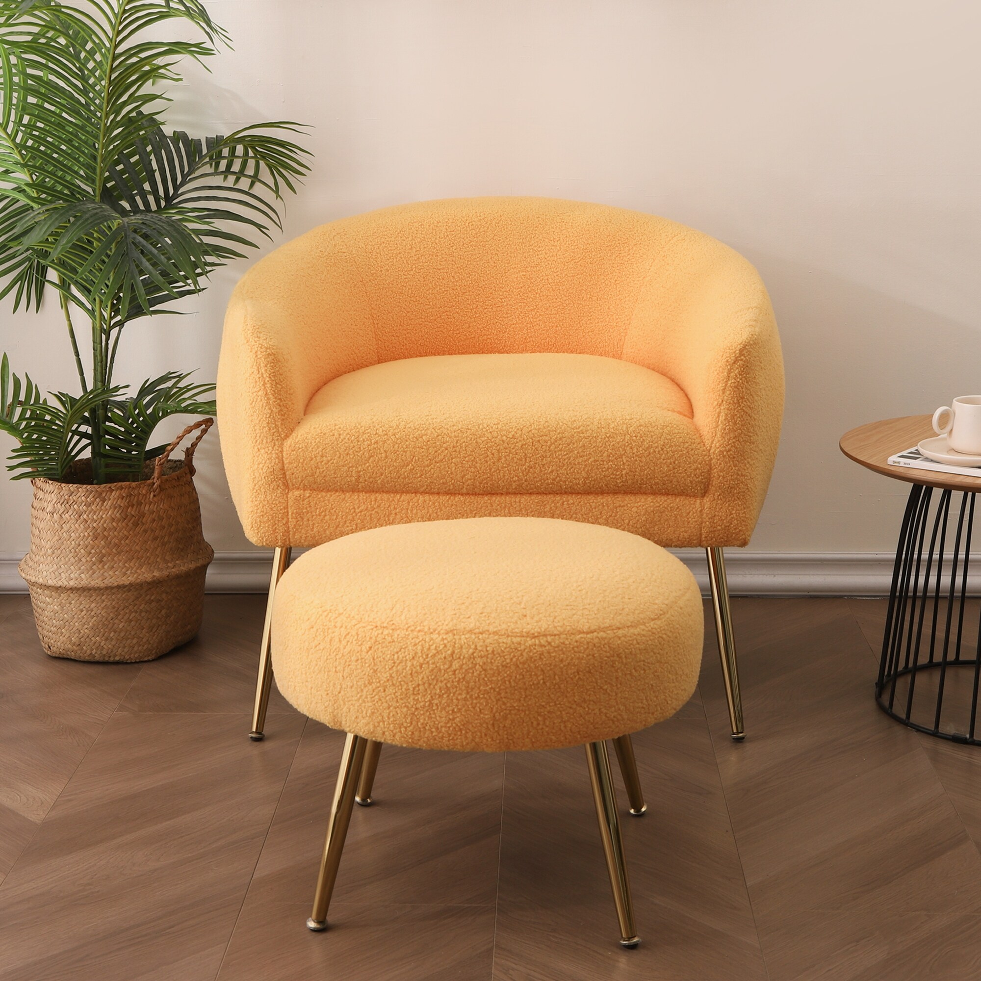 Ergonomic Accent Chairs Velvet Sofa with Footrest and Adjustbale