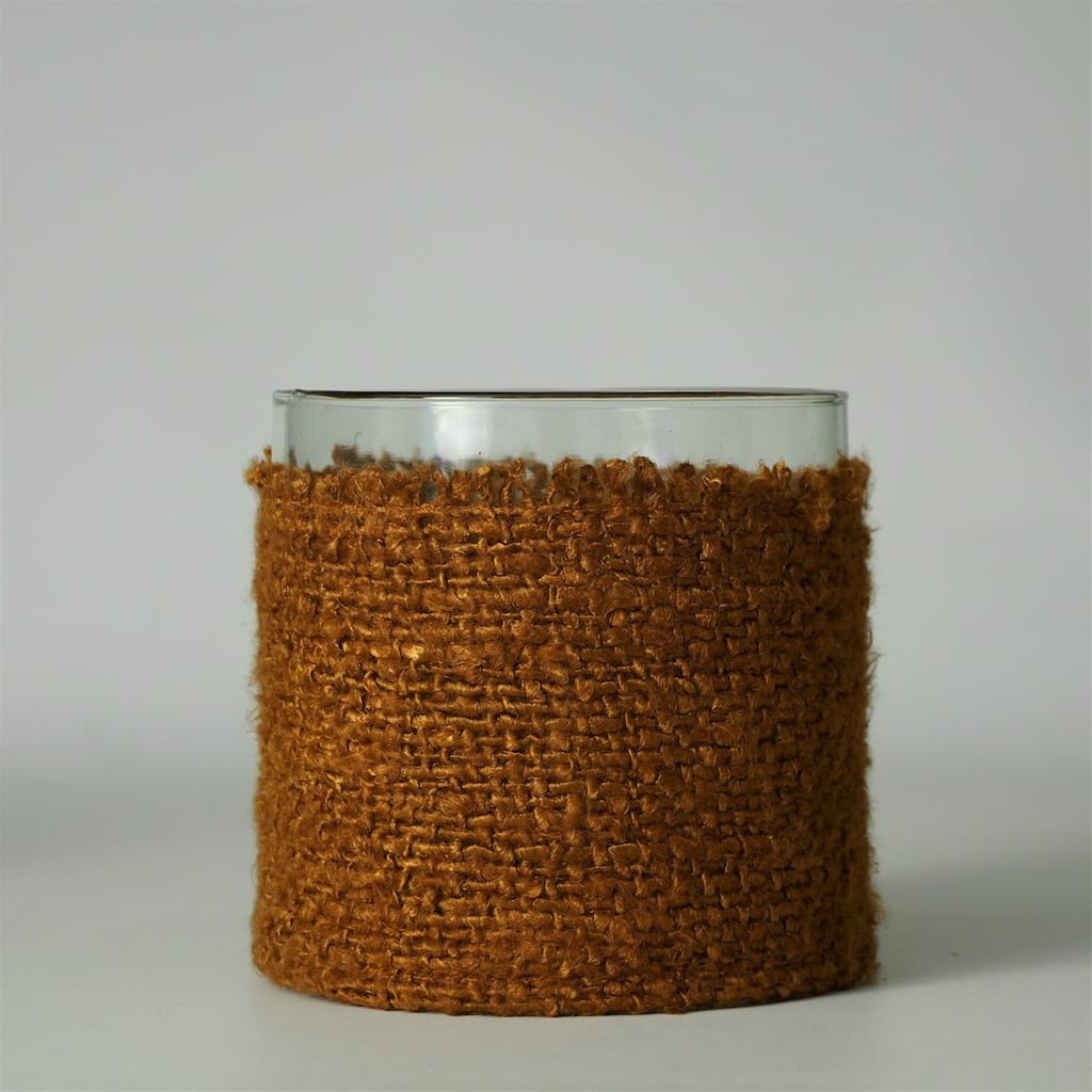 Textured Glass Votive Candle Holder - 6" - Yellow