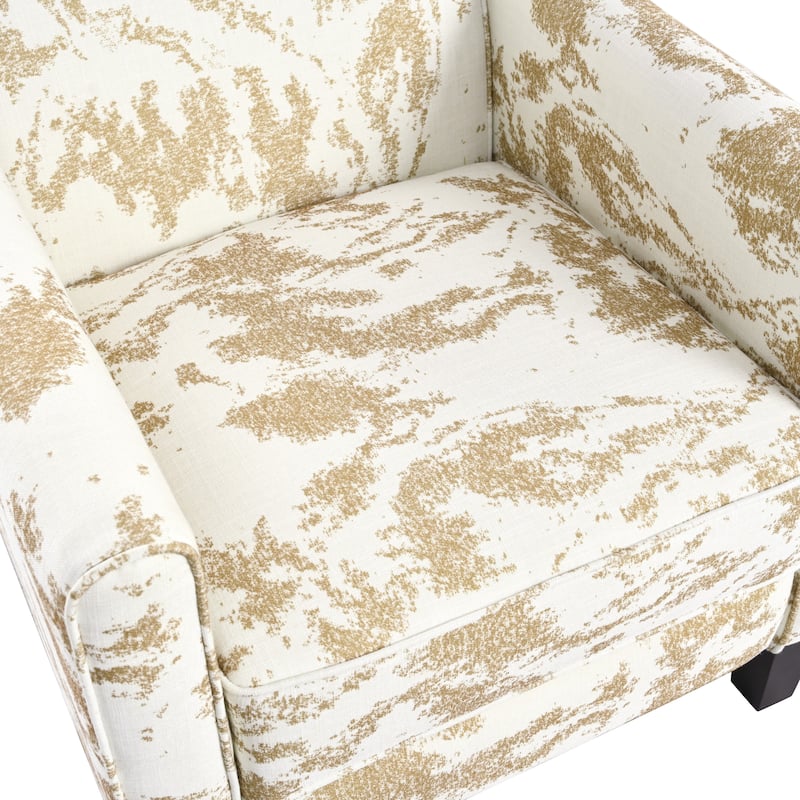 Recliner Chair with Adjustable Push-Back Mechanism, Armchair with Wood Legs, Deep Seating Lounge Chaise Chair