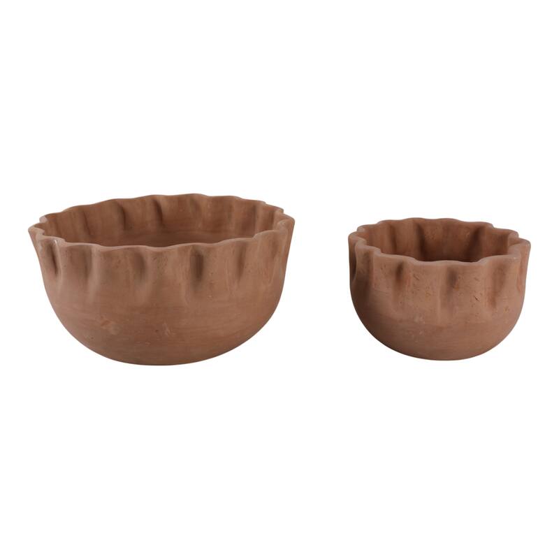 Terracotta Planters Handcrafted Decorative Sculpted Design (Set of 2)