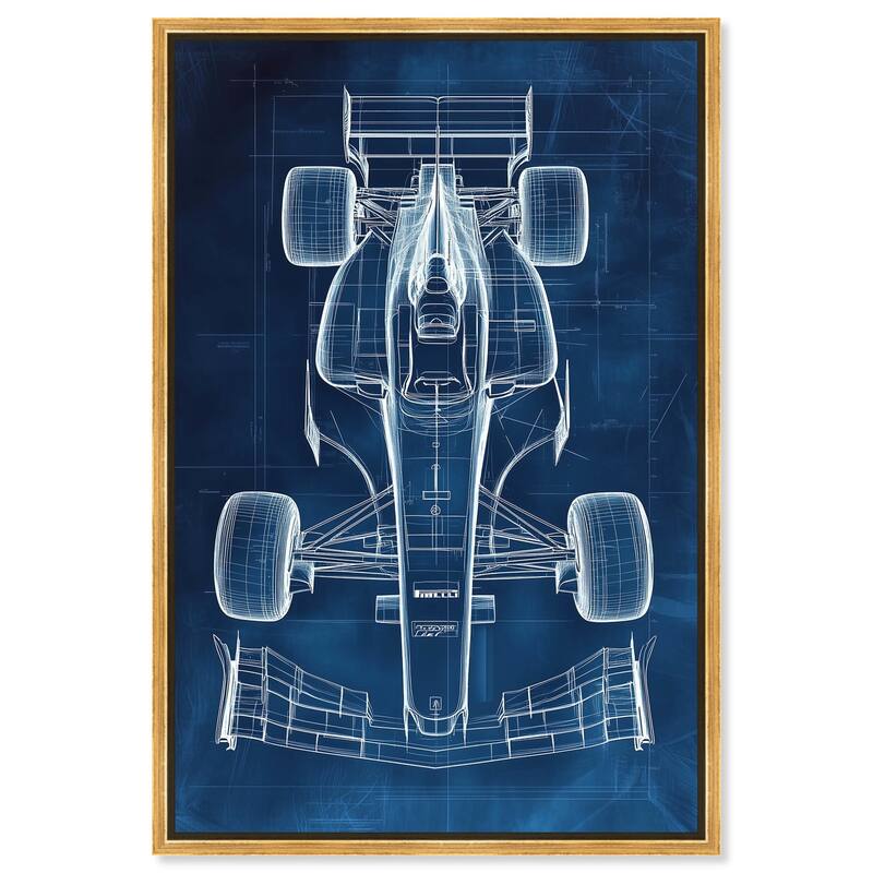Race Car Blueprint Canvas by Art Remedy - Gold - 10" x 15"