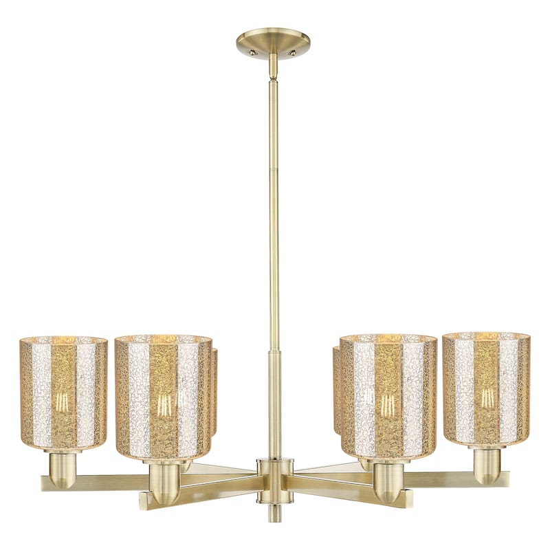 Innovations Lighting Endless Possibilities Arcadia - Cobbleskill - 6 Light 35" Stem Hung Chandelier - Mercury/Antique Brass