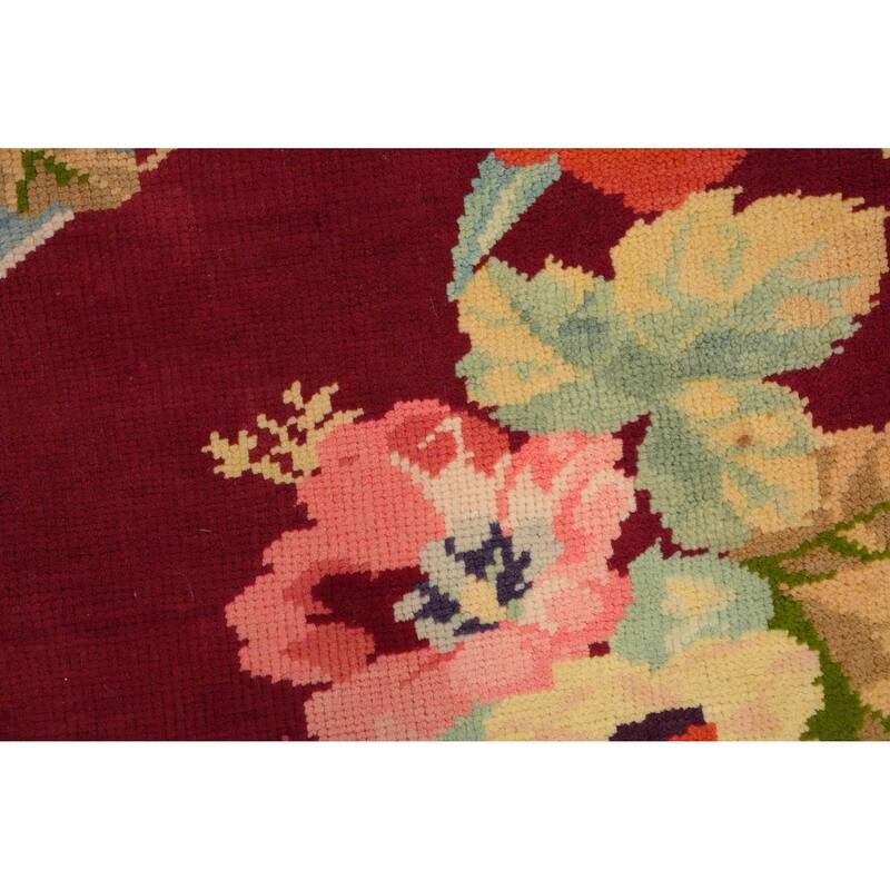 Hand Knotted Oriental 100% Wool Carpet Traditional Floral Red Karabagh Area Rug - 3' 3'' X 2' 6''